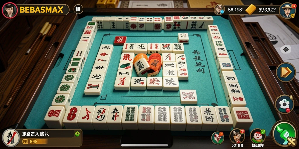 Tampilan menarik dari gameplay Mahjong di BEBASMAX.