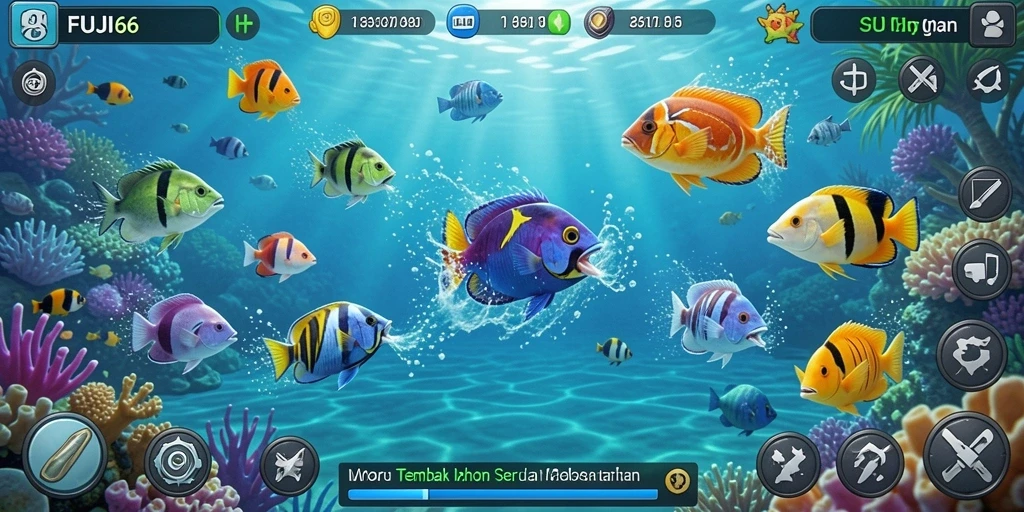 Screenshot gameplay FUJI66 menampilkan serunya menembak ikan.