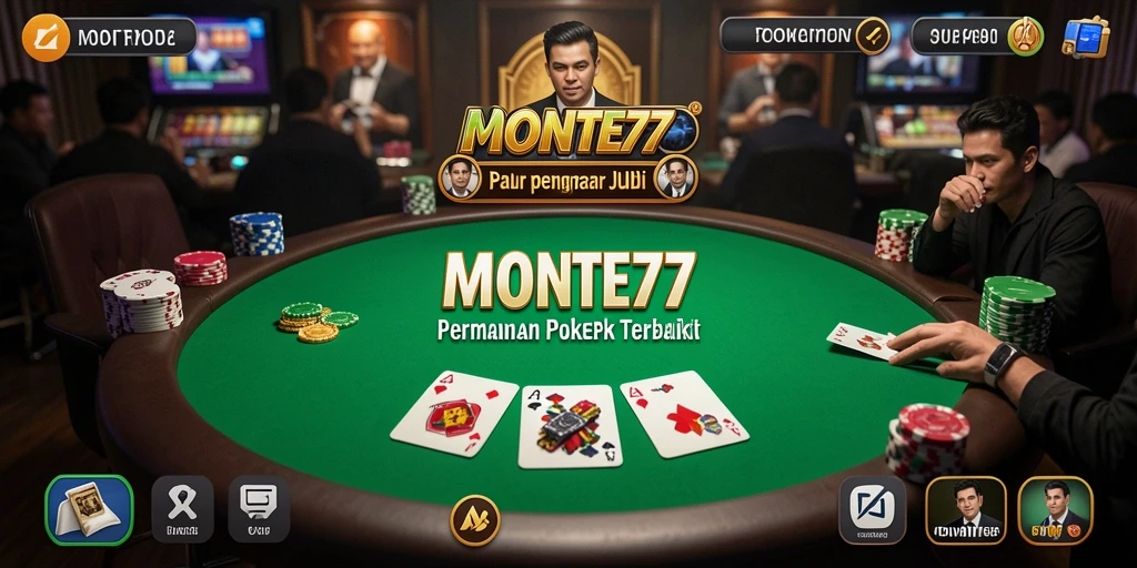 Tampilan gameplay Poker yang seru dan mendebarkan di MONTE77.