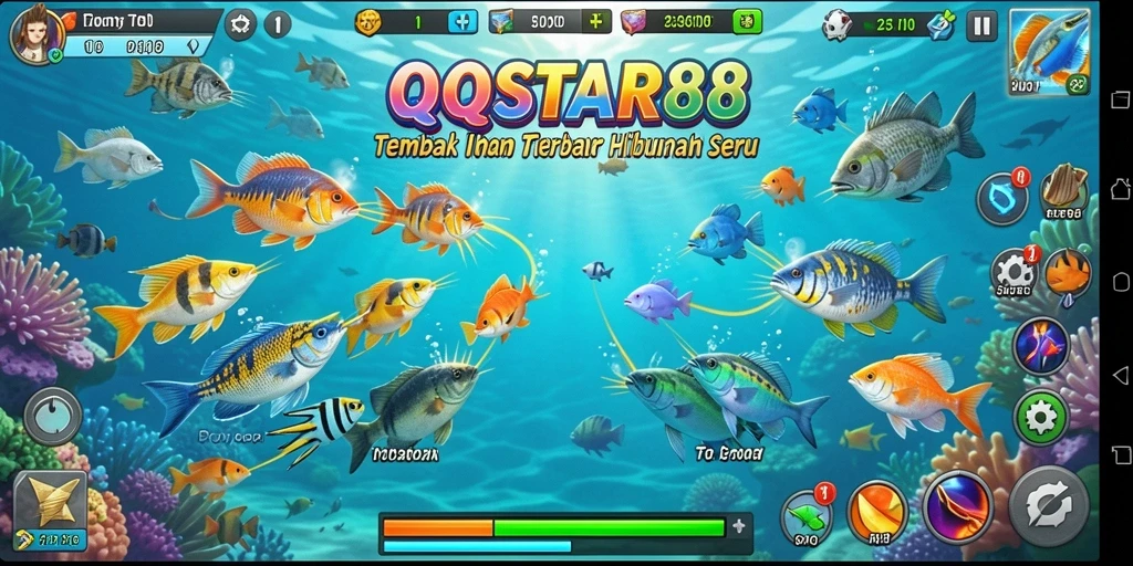 Tampilan gameplay seru dari QQSTAR88 yang penuh dengan aksi Tembak Ikan.