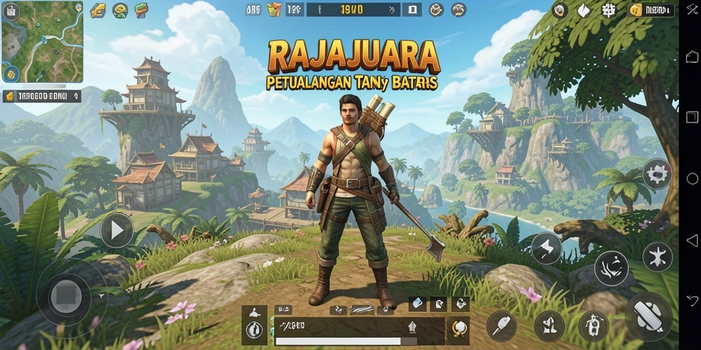 Screenshot gameplay RAJAJUARA menampilkan petualangan epik di dunia terbuka.