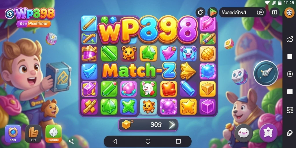 Tampilan screenshot WP888 yang menunjukkan gameplay Match-3 yang menarik.